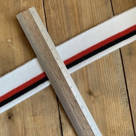 Трикотажные подвязы из вискозы  белые с черной и красной полосками