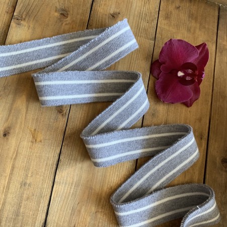 Трикотажные подвязы из вискозы серые с белыми  полосками