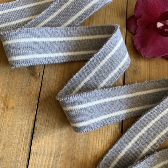 Трикотажные подвязы из вискозы серые с белыми  полосками