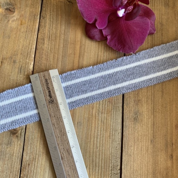 Трикотажные подвязы из вискозы серые с белыми  полосками