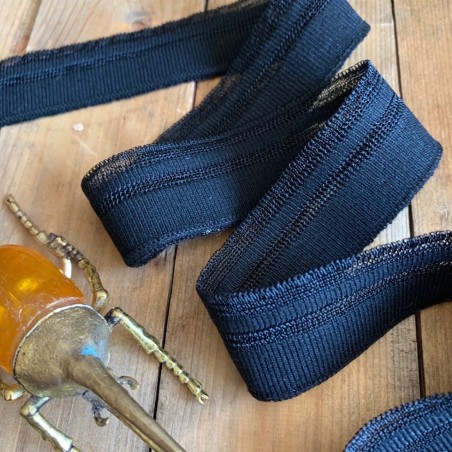 Трикотажные подвязы вискозные, черного цвета с прозрачными полосками