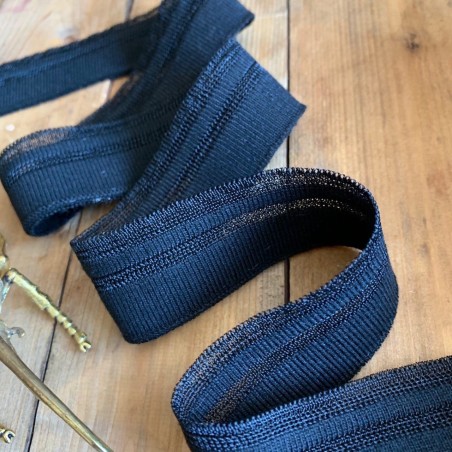 Трикотажные подвязы вискозные, черного цвета с прозрачными полосками