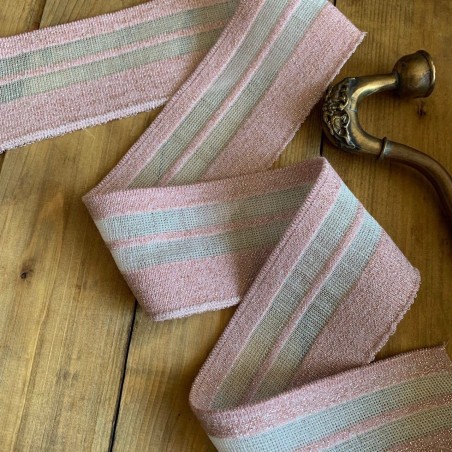 Трикотажные подвязы вискозные, нежно-розового цвета с прозрачной полоской