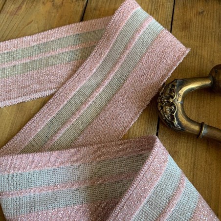 Трикотажные подвязы вискозные, нежно-розового цвета с прозрачной полоской