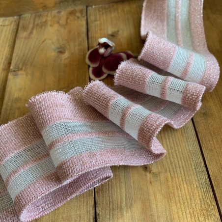 Трикотажные подвязы вискозные, нежно-розового цвета с прозрачной полоской