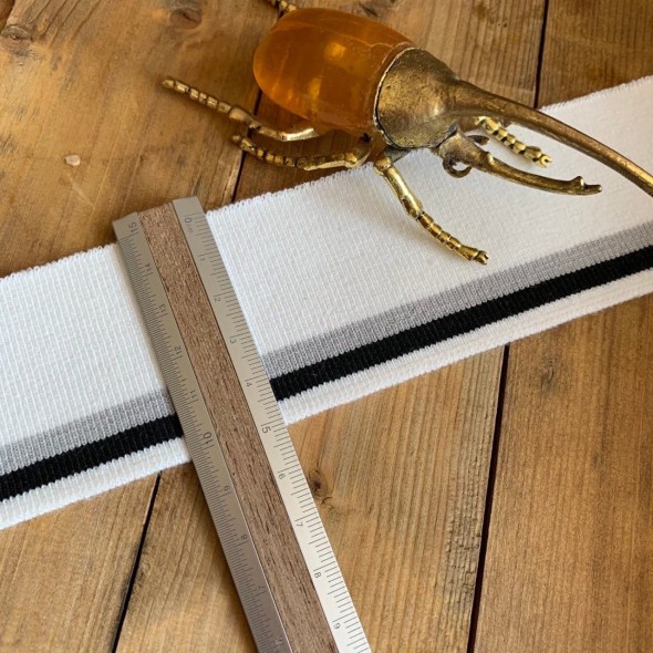 Подвязы трикотажные молочные с чёрной и серой полосками, вискозные