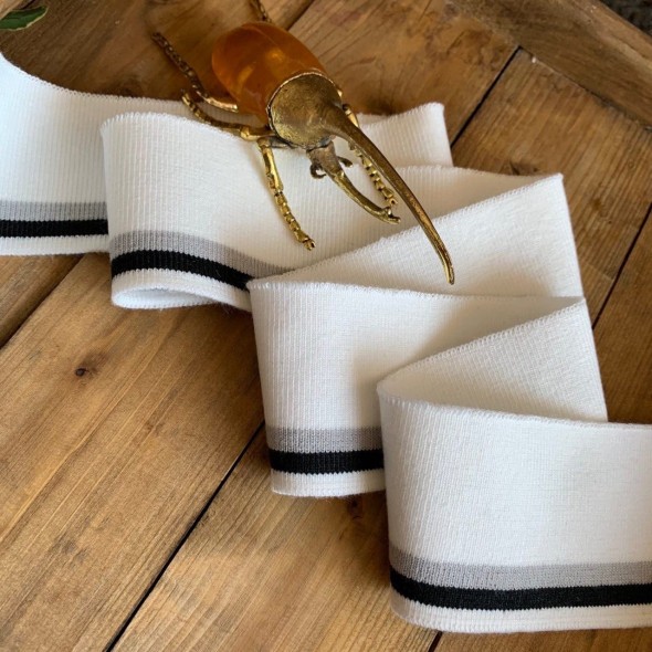 Подвязы трикотажные молочные с чёрной и серой полосками, вискозные