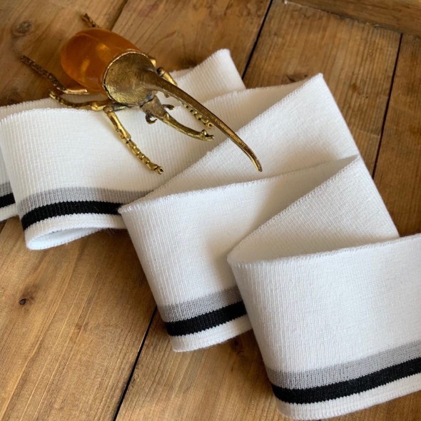 Подвязы трикотажные молочные с чёрной и серой полосками, вискозные