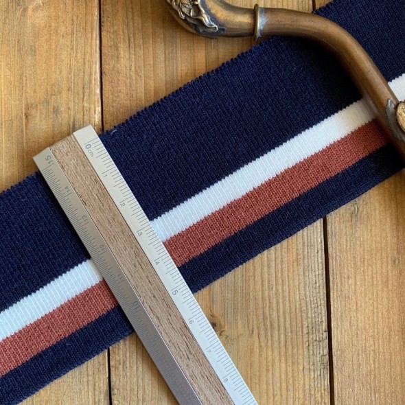 Подвязы трикотажные синие с белой и кирпичной полосками, вискозные