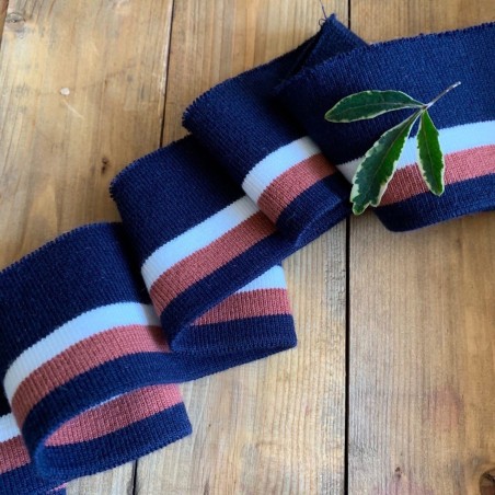 Подвязы трикотажные синие с белой и кирпичной полосками, вискозные