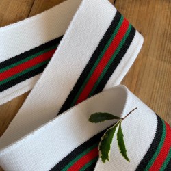 Подвязы трикотажные молочно-белые с красной, зелёными и чёрными полосками, вискозные