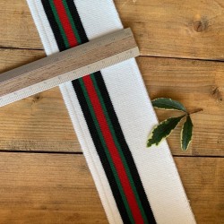 Подвязы трикотажные молочно-белые с красной, зелёными и чёрными полосками, вискозные