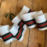 Подвязы трикотажные молочно-белые с красной, зелёными и чёрными полосками, вискозные
