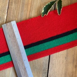 Подвязы трикотажные яркие красные с чёрной и зелёной полосками, вискозные