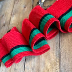 Подвязы трикотажные яркие красные с чёрной и зелёной полосками, вискозные