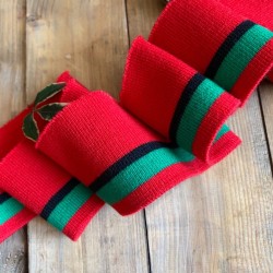 Подвязы трикотажные яркие красные с чёрной и зелёной полосками, вискозные