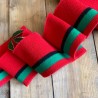 Подвязы трикотажные яркие красные с чёрной и зелёной полосками, вискозные