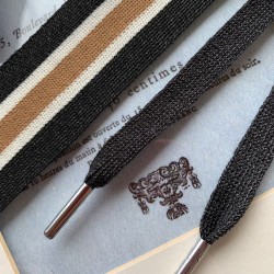 Лампасы трикотажные темно-серые с бежевой и молочными полосками для  декорирования одежды, с матовым люрексом