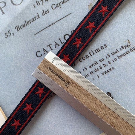 Средней плотности репсовая лента темно-синяя со звёздами