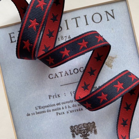 Средней плотности репсовая лента темно-синяя со звёздами