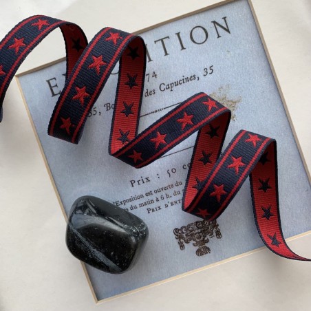 Средней плотности репсовая лента темно-синяя со звёздами