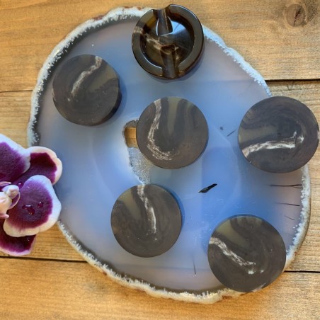 Пуговицы костюмные серо-коричневые 25 мм на плоской ножке