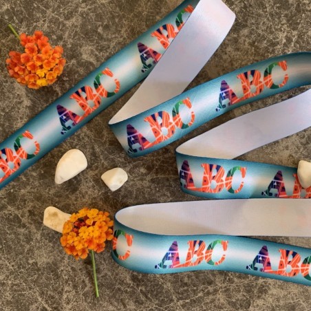 Лента репсовая декоративная с ярким принтом, ширина 2.5 см