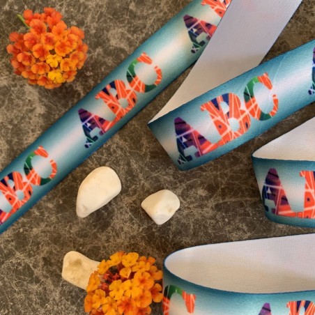 Лента репсовая декоративная с ярким принтом, ширина 2.5 см