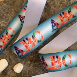 Лента репсовая декоративная с ярким принтом, ширина 2.5 см