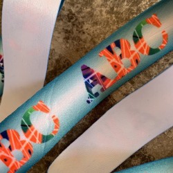 Лента репсовая декоративная с ярким принтом, ширина 2.5 см