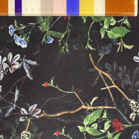 Ткань шёлк 100% полупрозрачный, шелковая органза с цветочным принтом