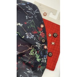 Ткань шёлк 100% полупрозрачный, шелковая органза с цветочным принтом