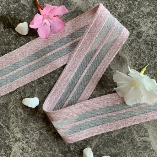 Подвязы трикотажные светло-розовые с люрексом