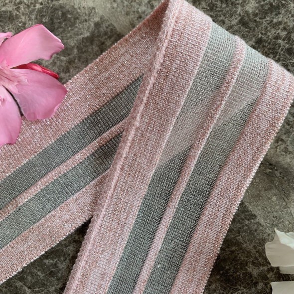 Подвязы трикотажные светло-розовые с люрексом