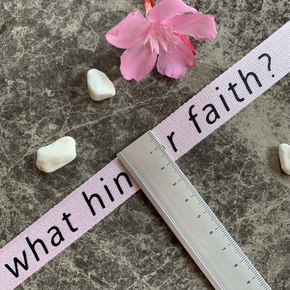 Лента киперная мягкая светло-розовая с принтом,