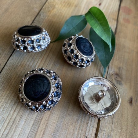 Металлические пуговицы на ножке, золотистые с чёрной эмалью