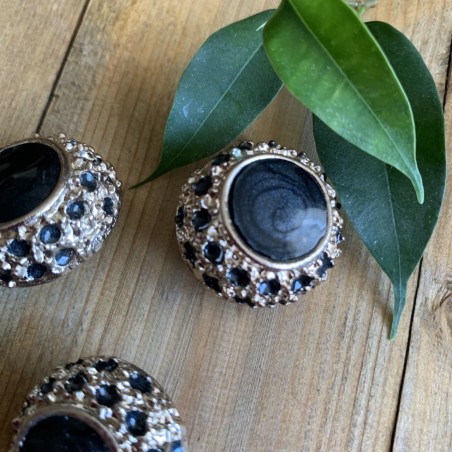 Металлические пуговицы на ножке, золотистые с чёрной эмалью