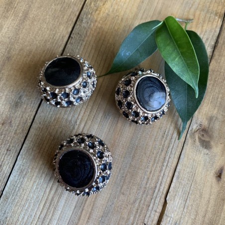 Металлические пуговицы на ножке, золотистые с чёрной эмалью