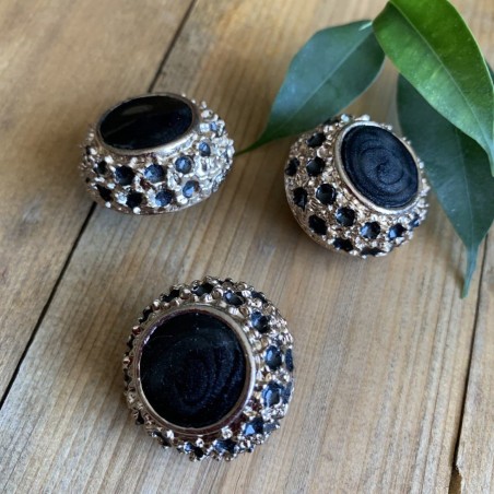 Металлические пуговицы на ножке, золотистые с чёрной эмалью