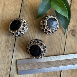 Металлические пуговицы на ножке, золотистые с чёрной эмалью