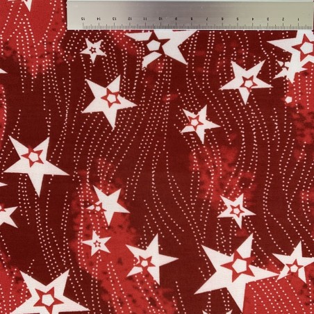 Шифон красный с принтом звезды