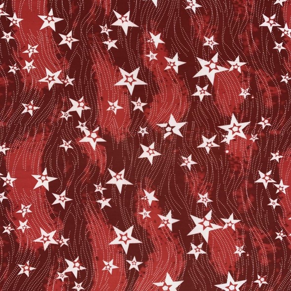 Шифон красный с принтом звезды