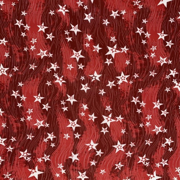 Шифон красный с принтом звезды
