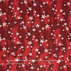 Шифон красный с принтом звезды