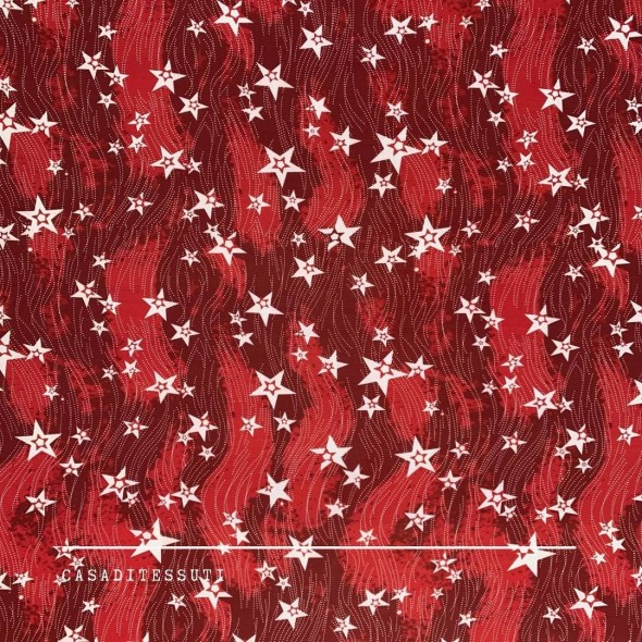 Шифон красный с принтом звезды