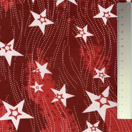 Шифон красный с принтом звезды