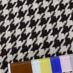 Твид гусиные лапки в коричнево-бежевых тонах с тонкими нитями золотистого люрекса