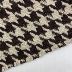 Твид гусиные лапки в коричнево-бежевых тонах с тонкими нитями золотистого люрекса