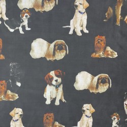 Шелк натуральный 100% шифон прозрачный с принтом собаки