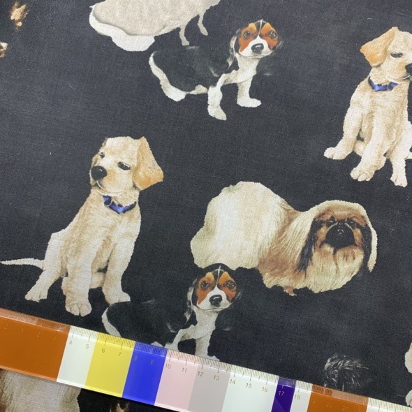 Шелк натуральный 100% шифон прозрачный с принтом собаки